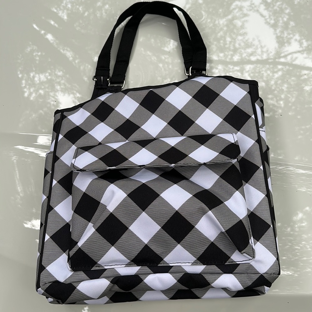 Ladies black & white checkered tote. NWOT